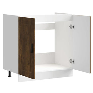 Diskbänk underskåp rökfärgad ek 80x46x81,5 cm konstruerat trä