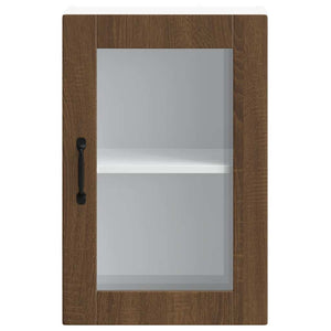 Väggskåp för kök med glasdörr Porto brun ek