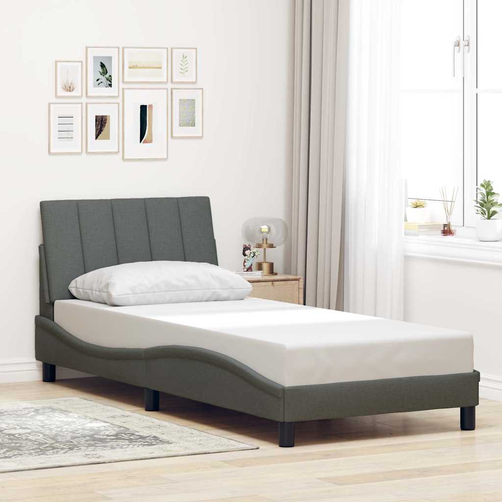 Bed Frame without Mattress "Hanko" Dark Grey 80x200 cm Fabric