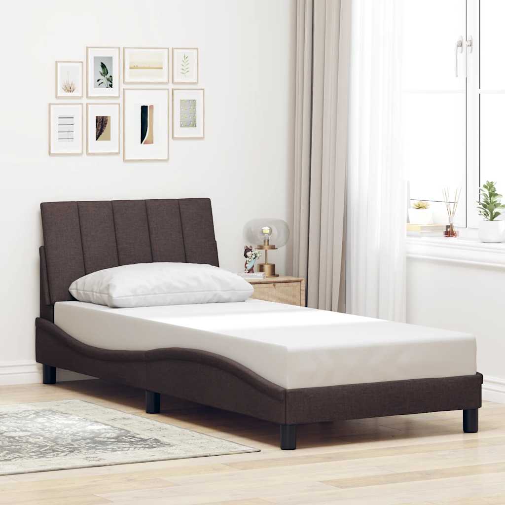Bed Frame without Mattress "Hanko" Dark Brown 80x200 cm Fabric