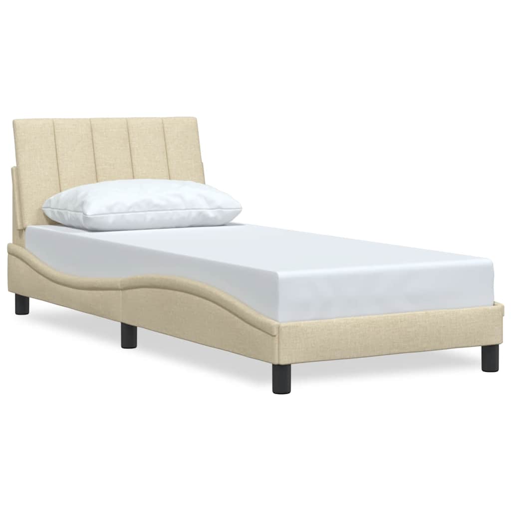 Bed Frame without Mattress "Hanko" Cream 80x200 cm Fabric