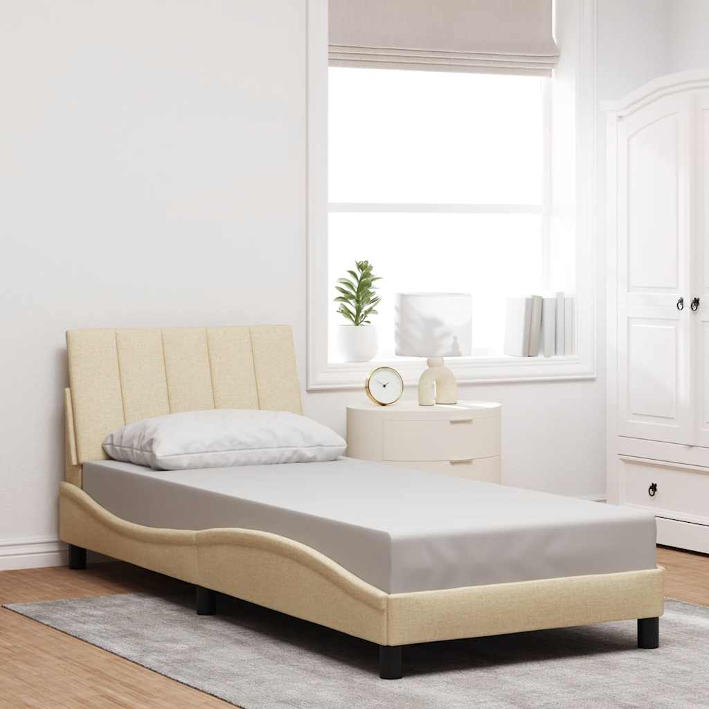 Bed Frame without Mattress "Hanko" Cream 80x200 cm Fabric