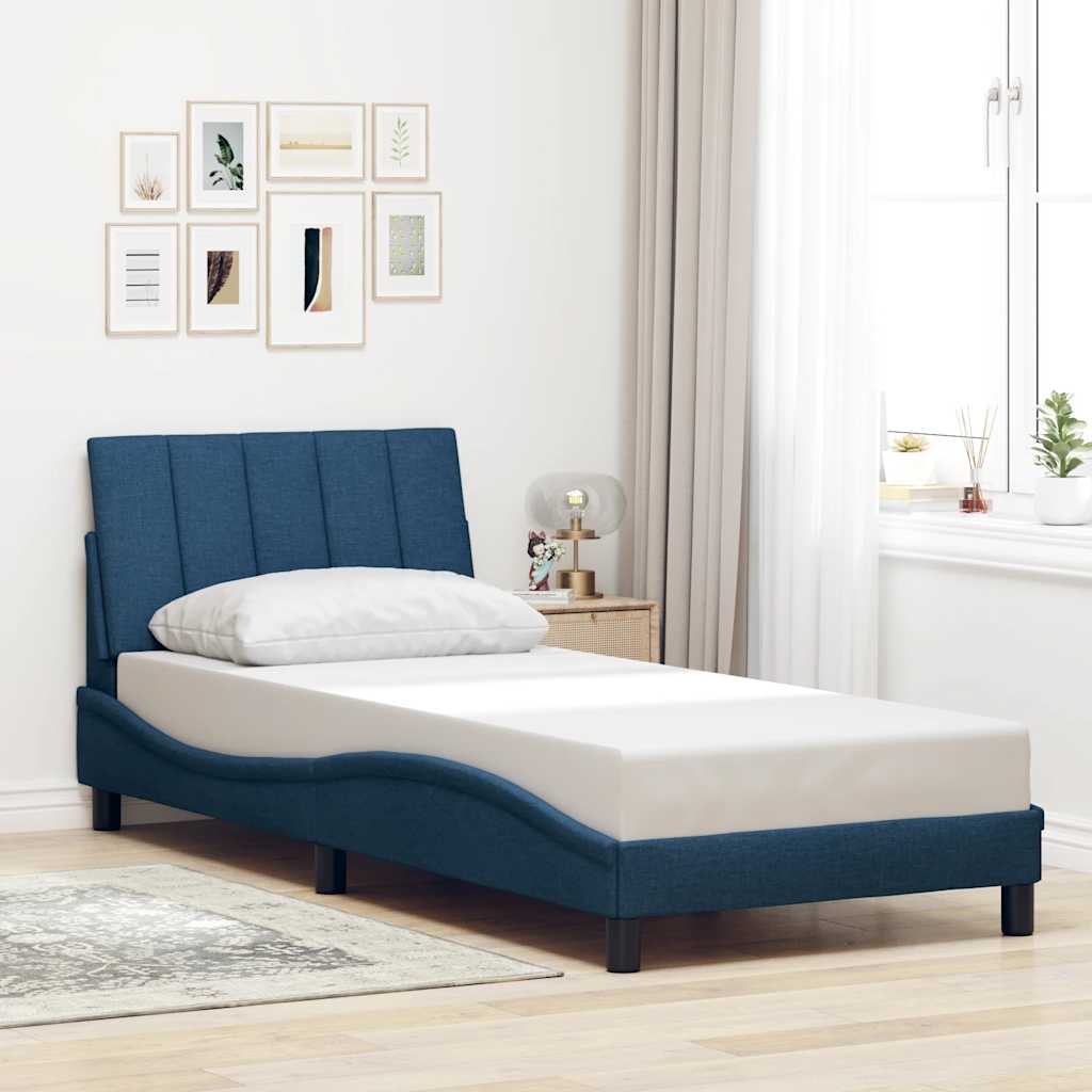 Bed Frame without Mattress "Hanko" Blue 80x200 cm Fabric