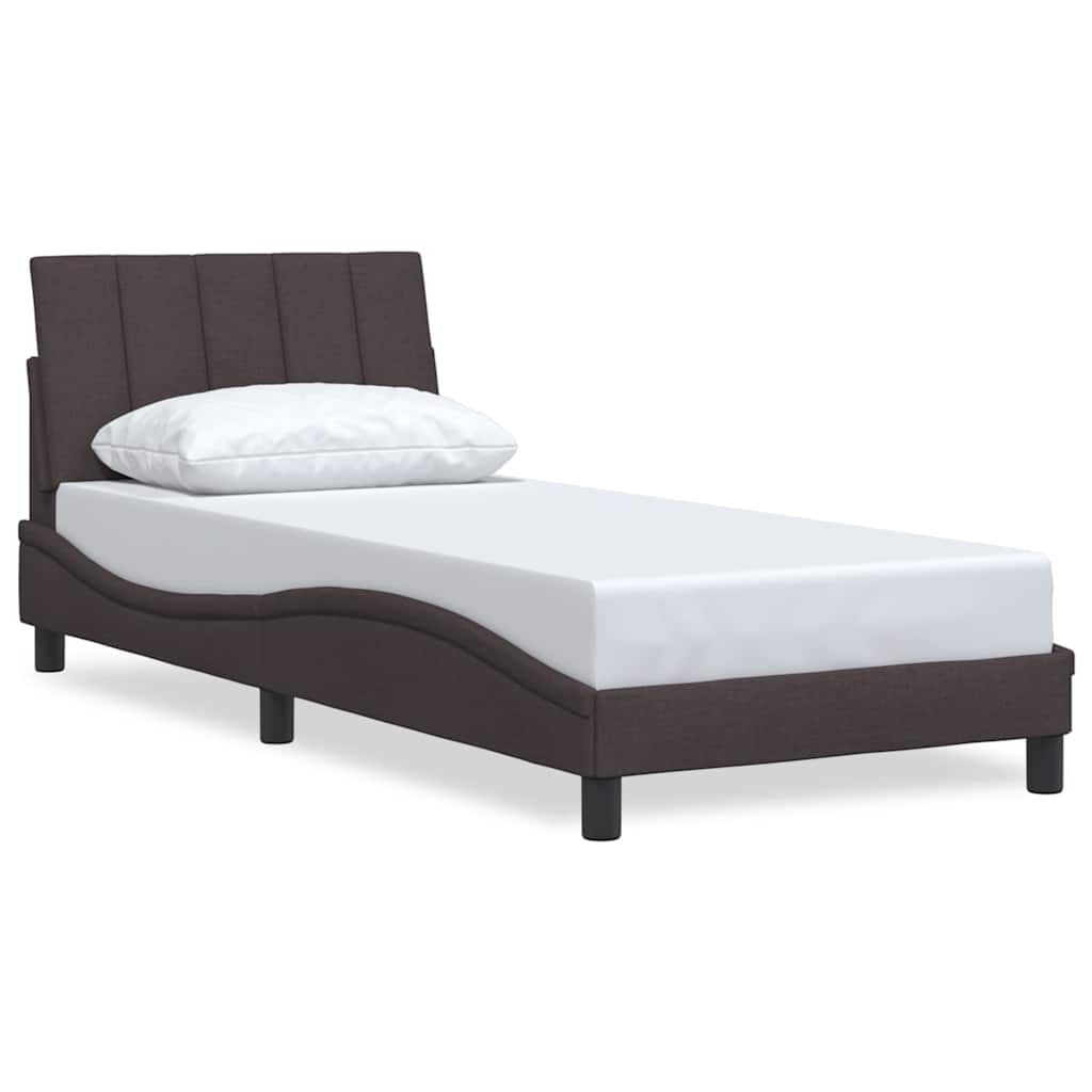 Bed Frame without Mattress "Hanko" Dark Brown 90x190 cm Fabric