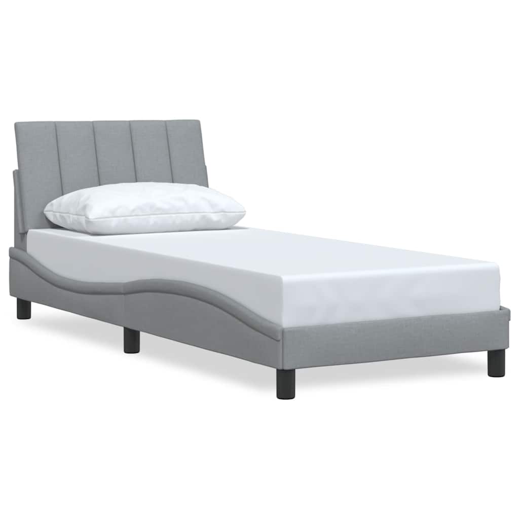 Bed Frame without Mattress "Hanko" Light Grey 90x200 cm Fabric