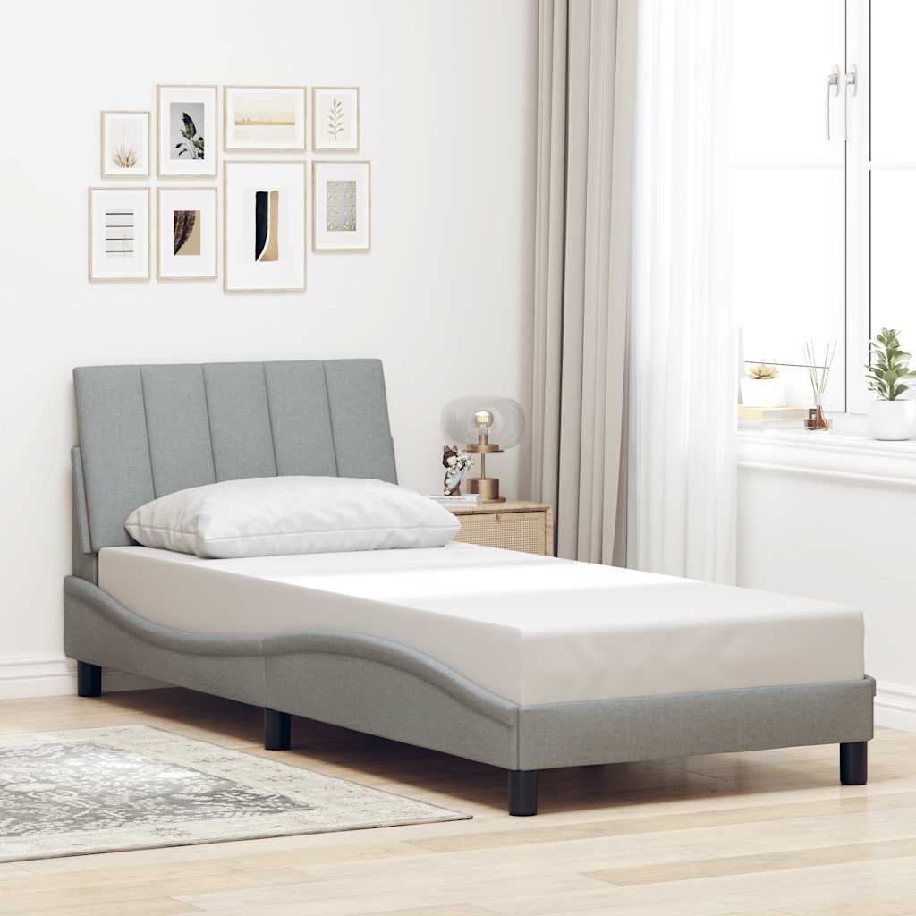 Bed Frame without Mattress "Hanko" Light Grey 90x200 cm Fabric