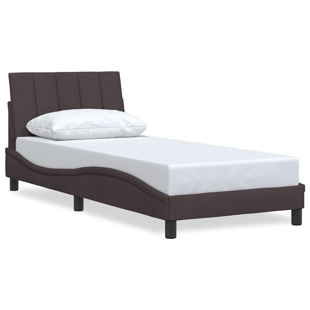 Bed Frame without Mattress "Hanko" Dark Brown 90x200 cm Fabric