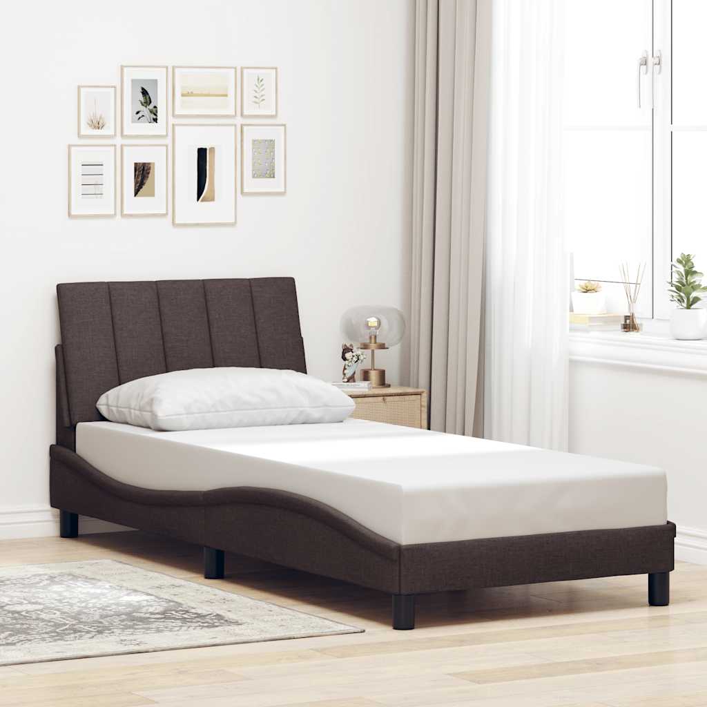 Bed Frame without Mattress "Hanko" Dark Brown 90x200 cm Fabric