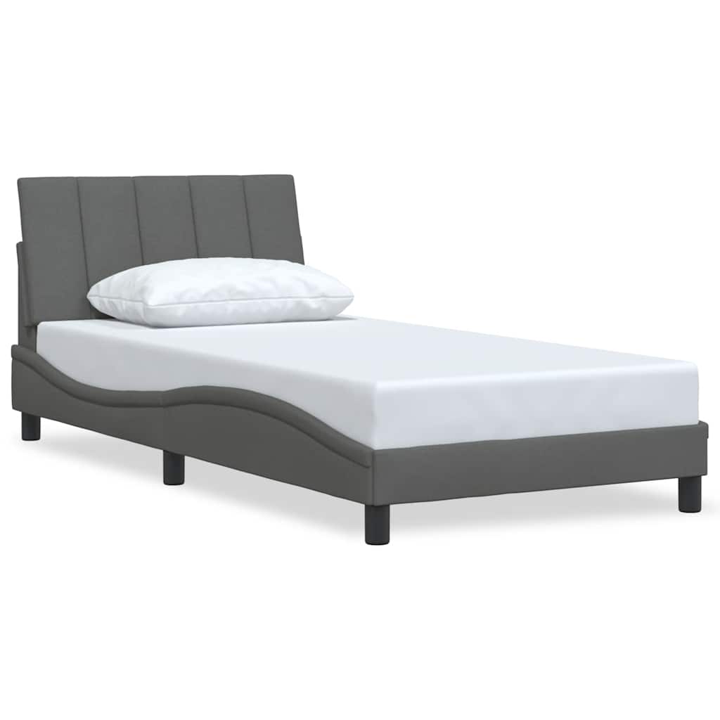 Bed Frame without Mattress "Hanko" Dark Grey 100x200 cm Fabric