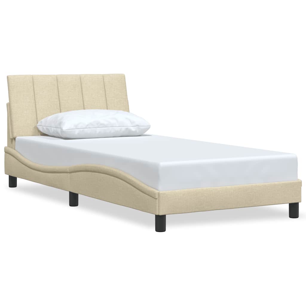 Bed Frame without Mattress "Hanko" Cream 100x200 cm Fabric