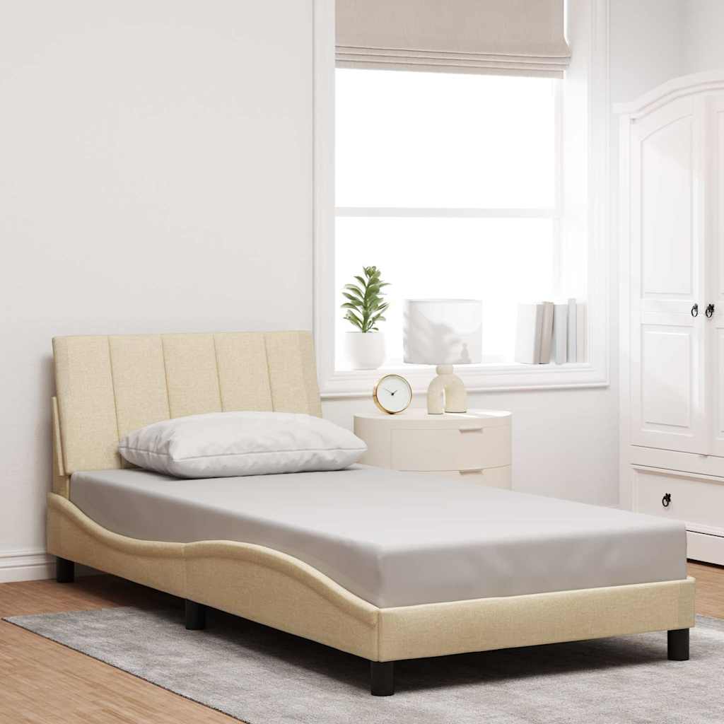 Bed Frame without Mattress "Hanko" Cream 100x200 cm Fabric