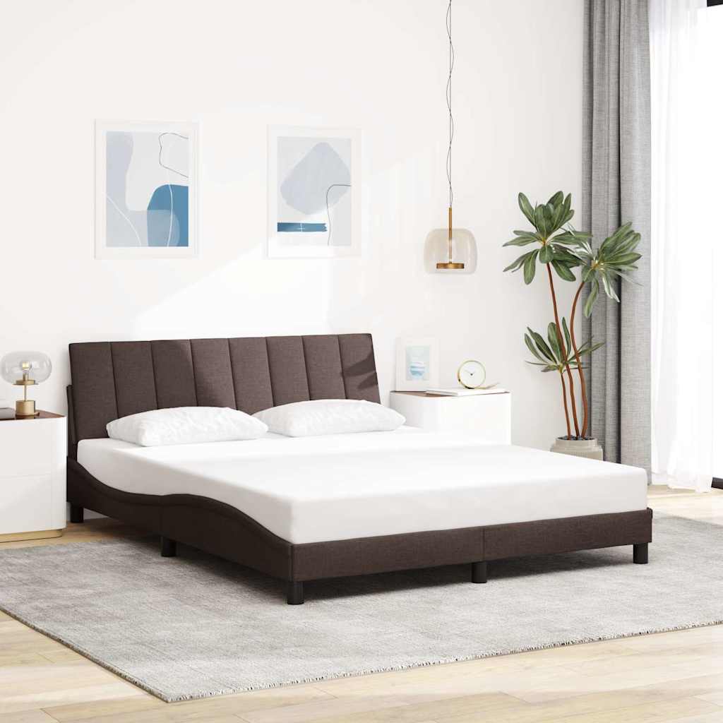 Bed Frame without Mattress "Hanko" Dark Brown 160x200 cm Fabric