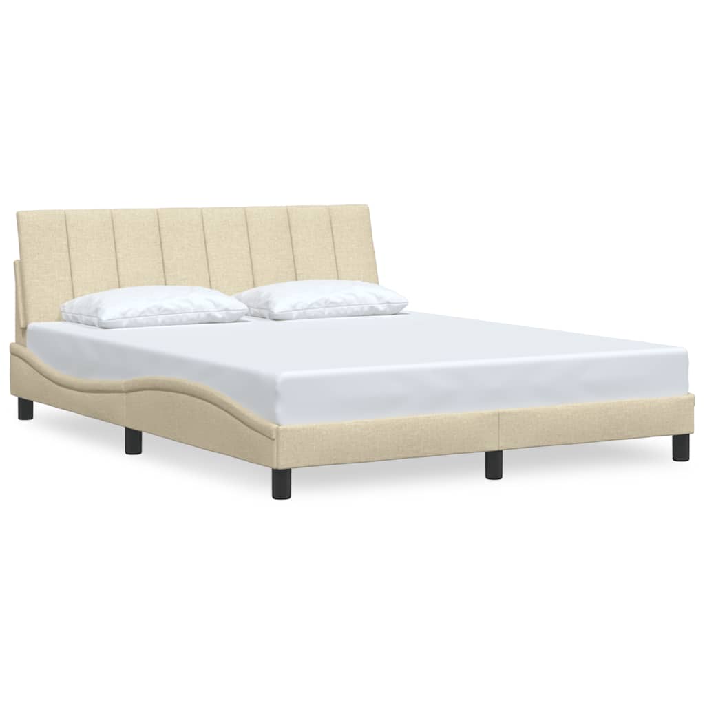 Bed Frame without Mattress "Hanko" Cream 160x200 cm Fabric