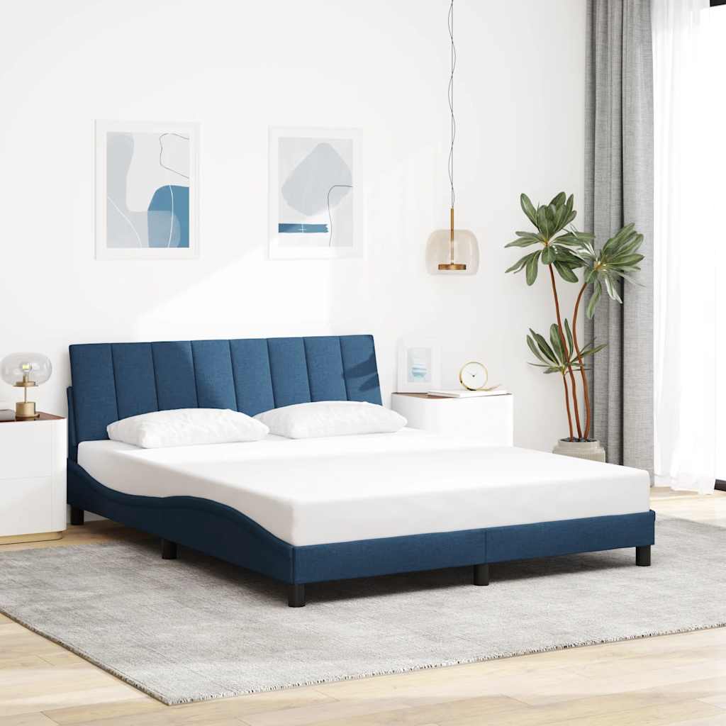 Bed Frame without Mattress "Hanko" Blue 160x200 cm Fabric