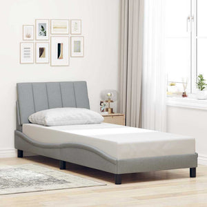Bed Frame without Mattress "Hanko" Light Grey 80x200cm Fabric