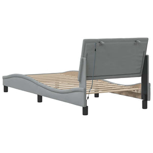Bed Frame without Mattress "Hanko" Light Grey 80x200cm Fabric