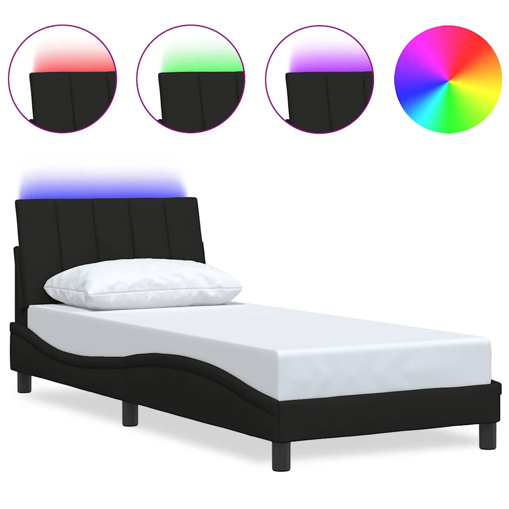 Bed Frame without Mattress "Hanko" Black 80x200cm Fabric