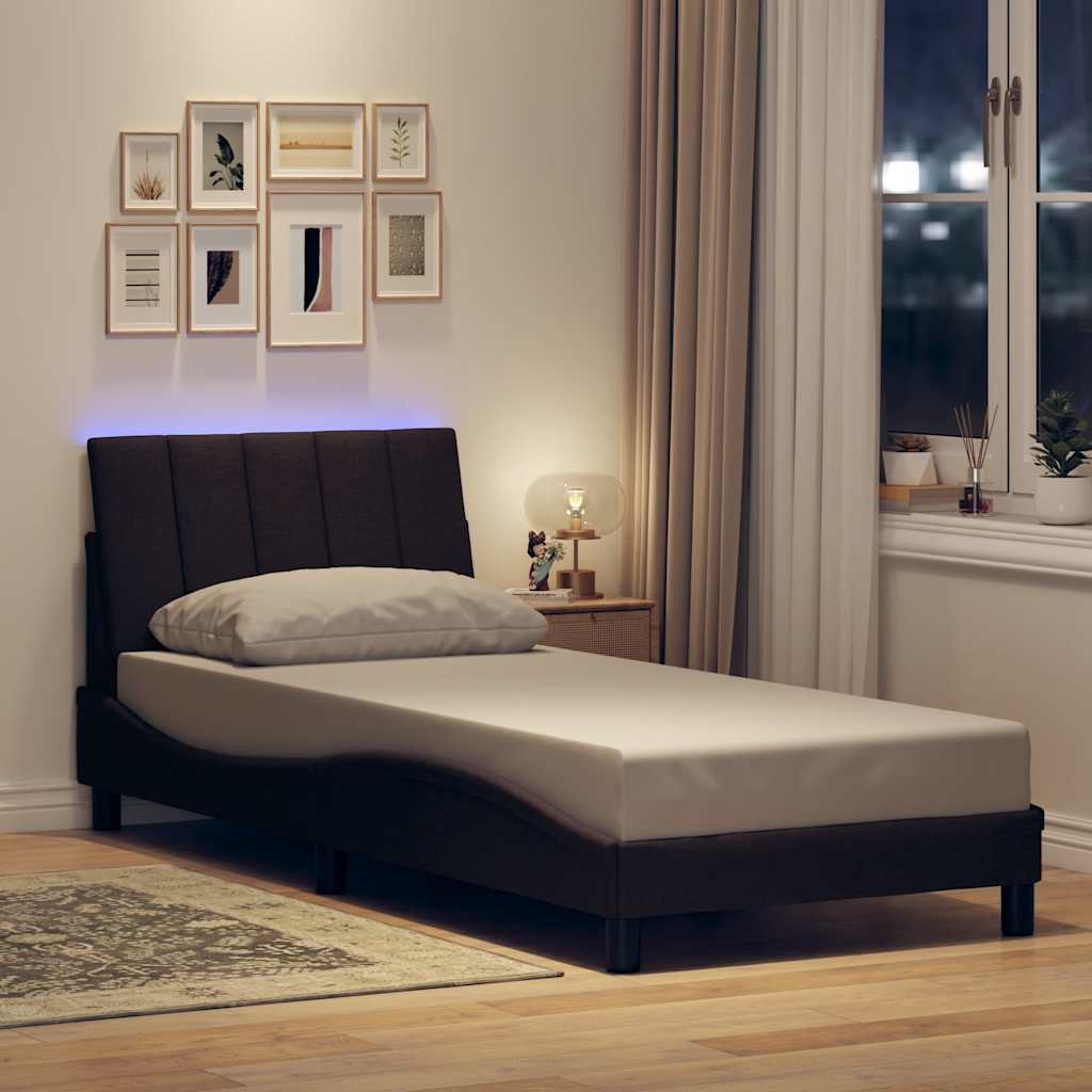 Bed Frame without Mattress "Hanko" Dark Brown 80x200cm Fabric