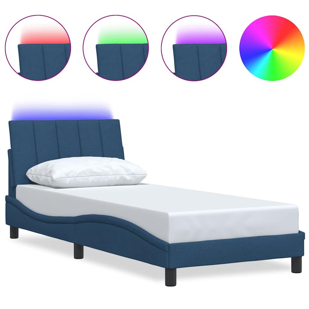 Bed Frame without Mattress "Hanko" Blue 80x200cm Fabric