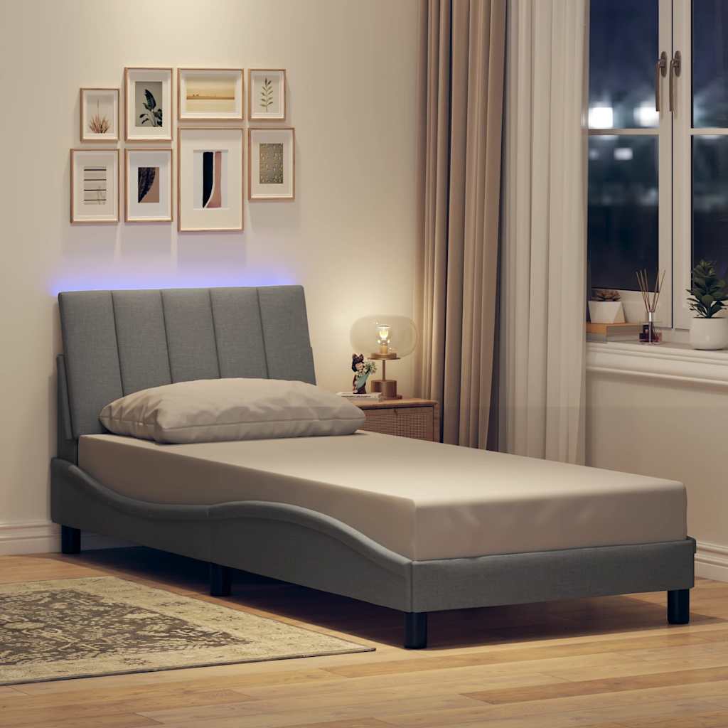 Bed Frame without Mattress "Hanko" Light Grey 90x200cm Fabric