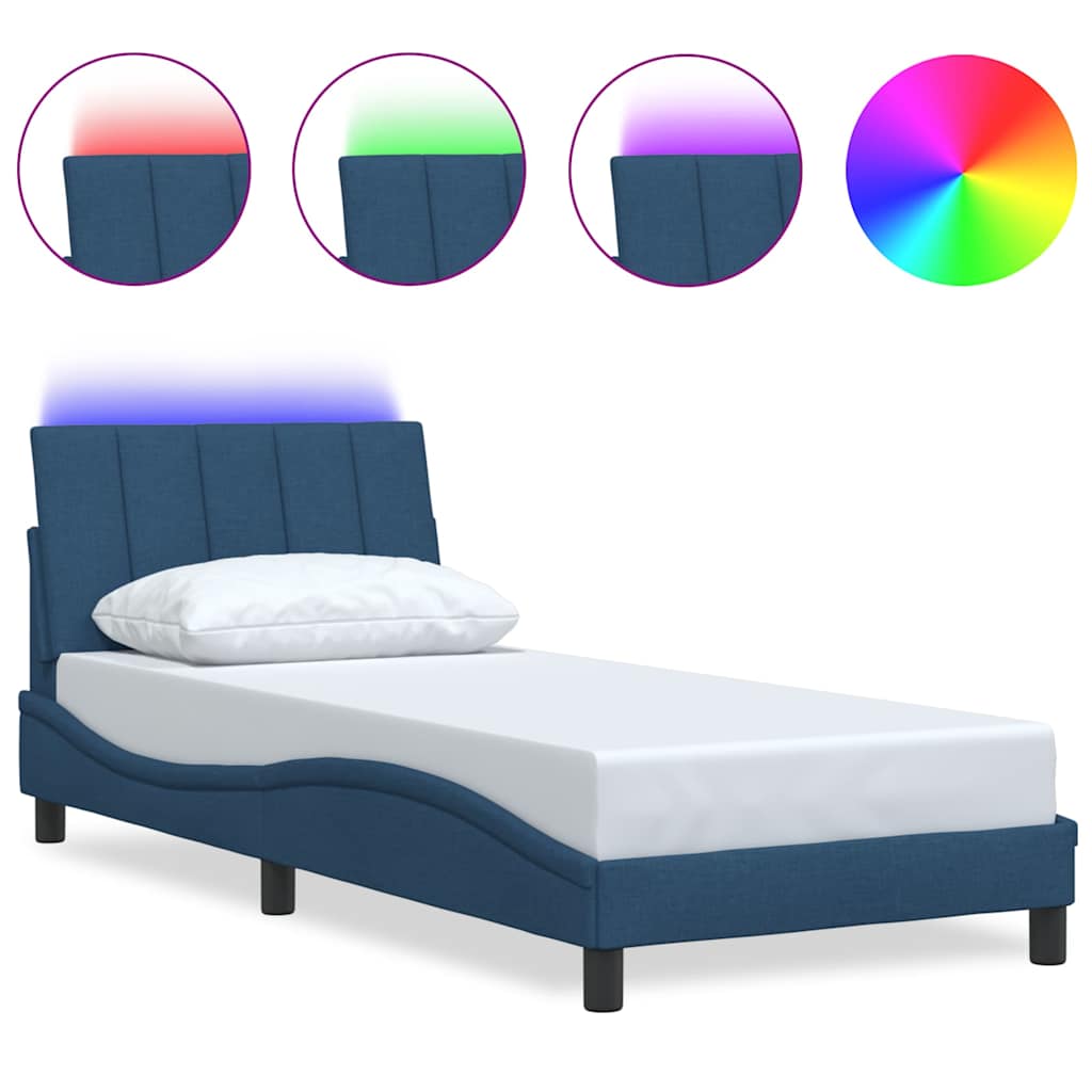 Bed Frame without Mattress "Hanko" Blue 90x200cm Fabric