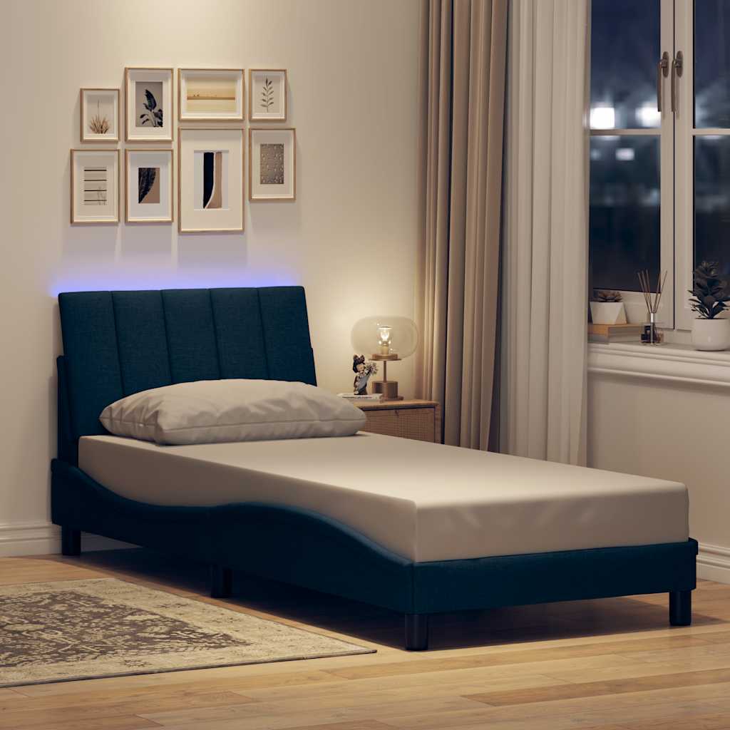 Bed Frame without Mattress "Hanko" Blue 90x200cm Fabric