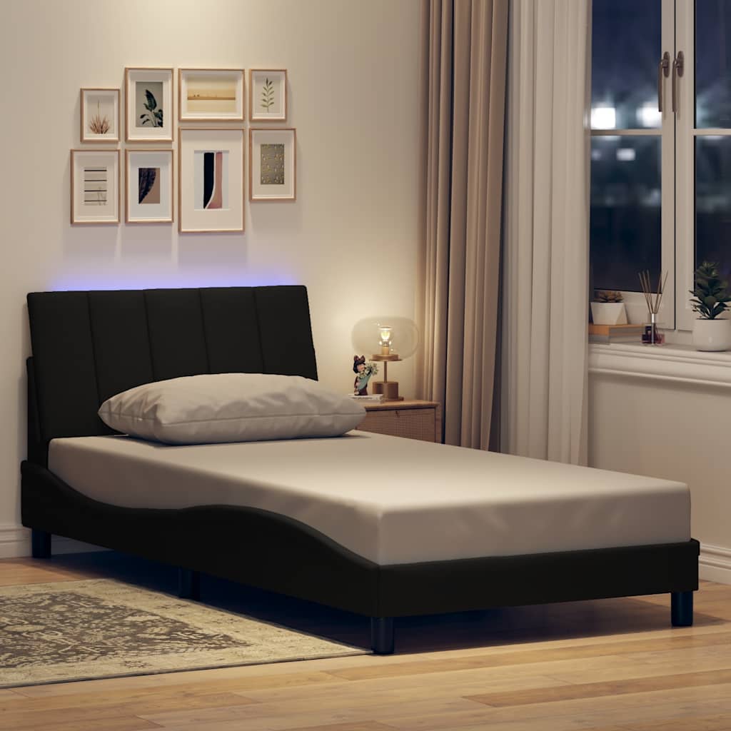 Bed Frame without Mattress "Hanko" Black 100x200cm Fabric