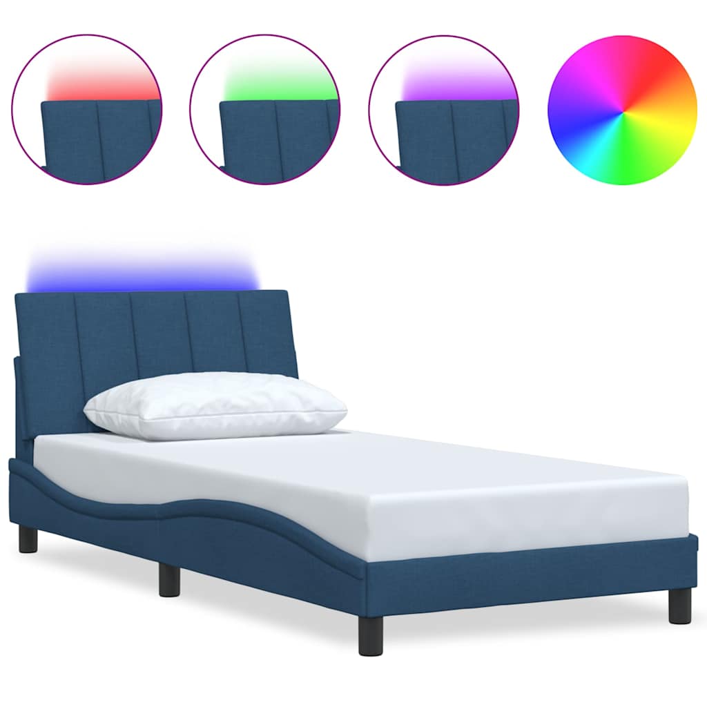 Bed Frame without Mattress "Hanko" Blue 100x200cm Fabric