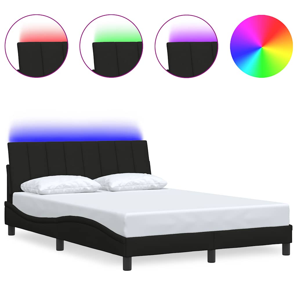 Bed Frame without Mattress "Hanko" Black 140x190cm Fabric