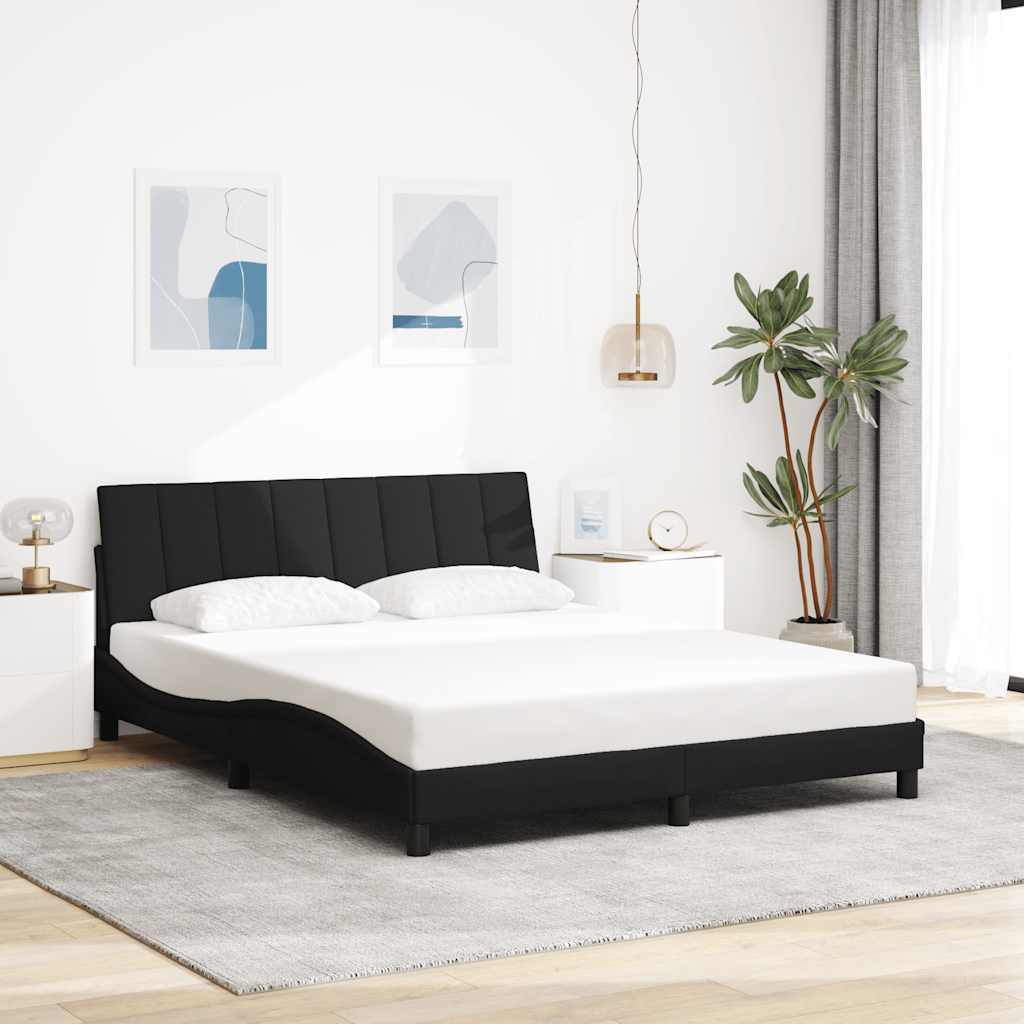Bed Frame without Mattress "Hanko" Black 160x200cm Fabric