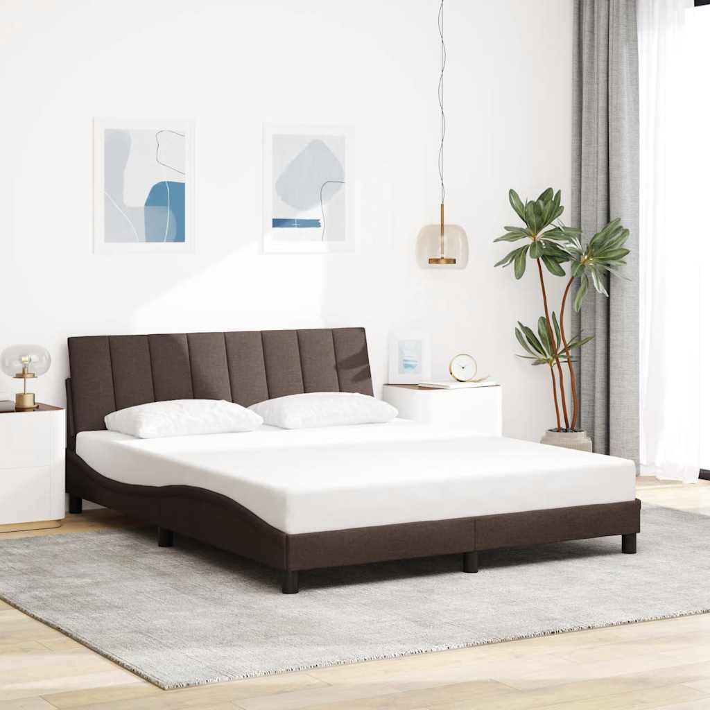 Bed Frame without Mattress "Hanko" Dark Brown 160x200cm Fabric