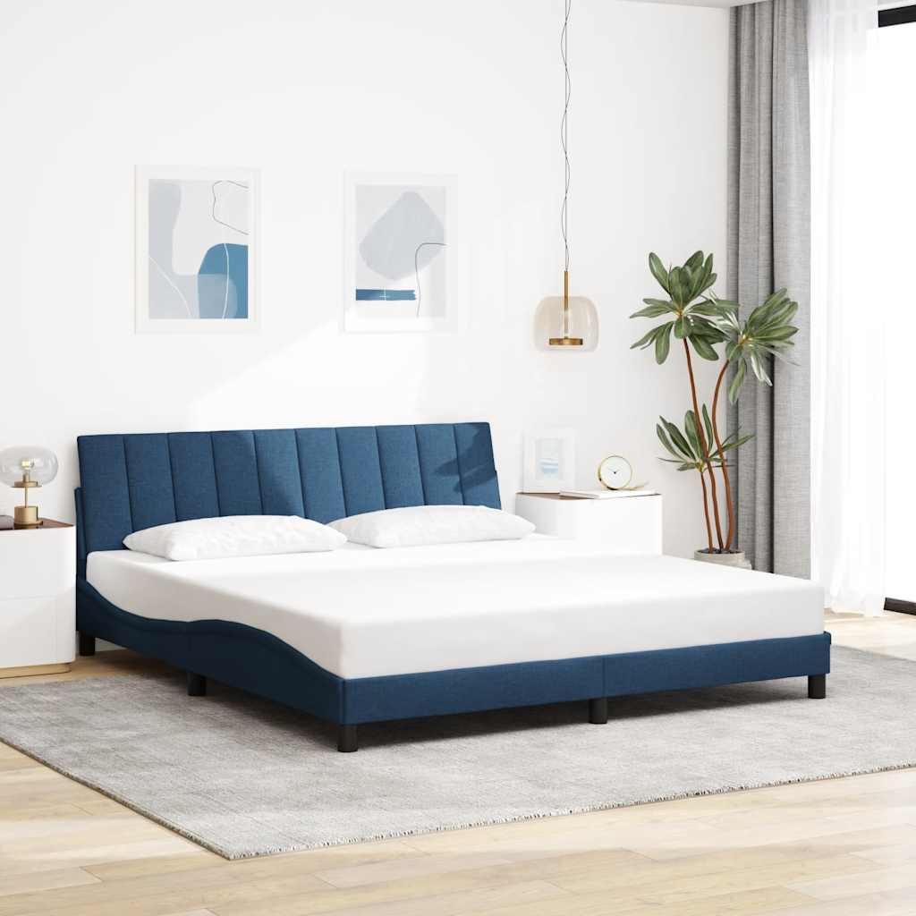 Bed Frame without Mattress "Hanko" Blue 180x200cm Fabric