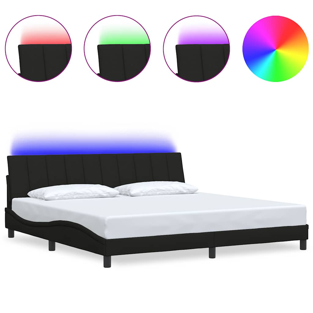 Bed Frame without Mattress "Hanko" Black 200x200cm Fabric