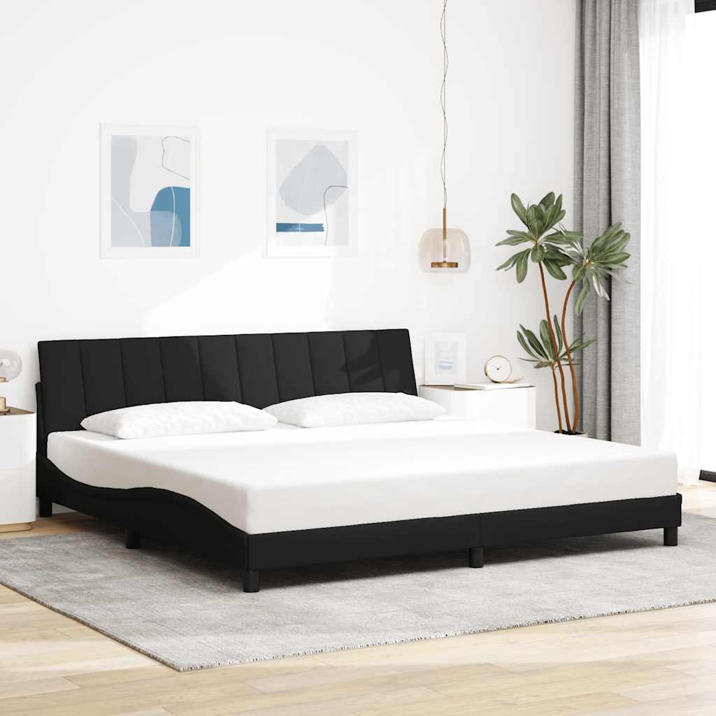 Bed Frame without Mattress "Hanko" Black 200x200cm Fabric