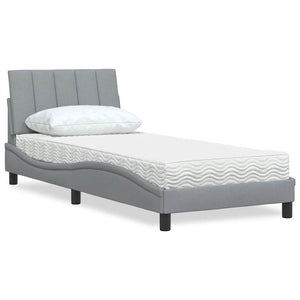 Bed with Mattress "Hanko" Light Grey 90x200 cm Fabric