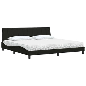 Bed with Mattress "Hanko" Black 200x200 cm Fabric