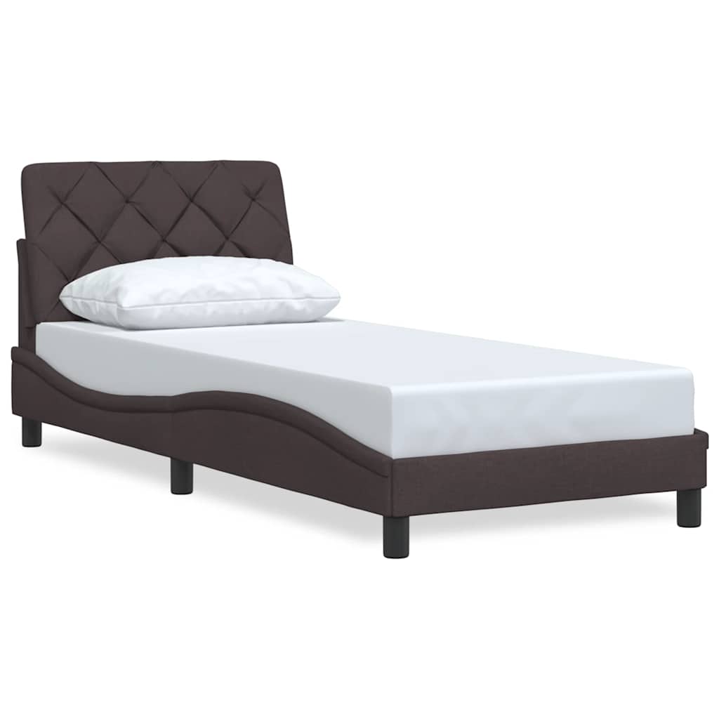 Bed Frame without Mattress Dark Brown 90x190 cm Fabric