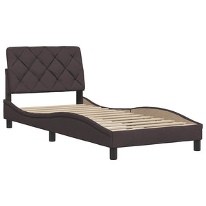 Bed Frame without Mattress Dark Brown 90x190 cm Fabric