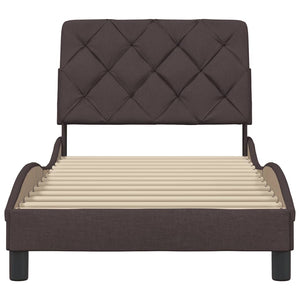 Bed Frame without Mattress Dark Brown 90x190 cm Fabric