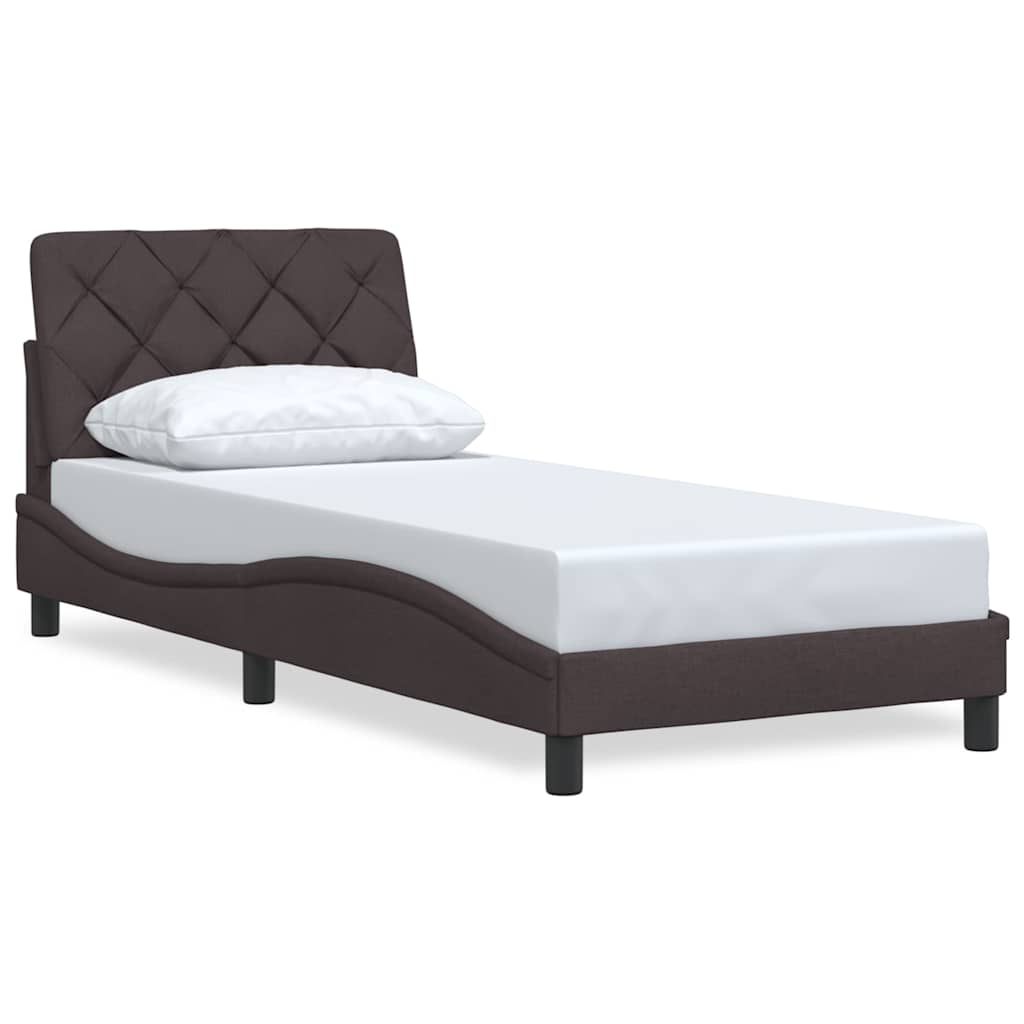 Bed Frame without Mattress Dark Brown 90x200 cm Fabric