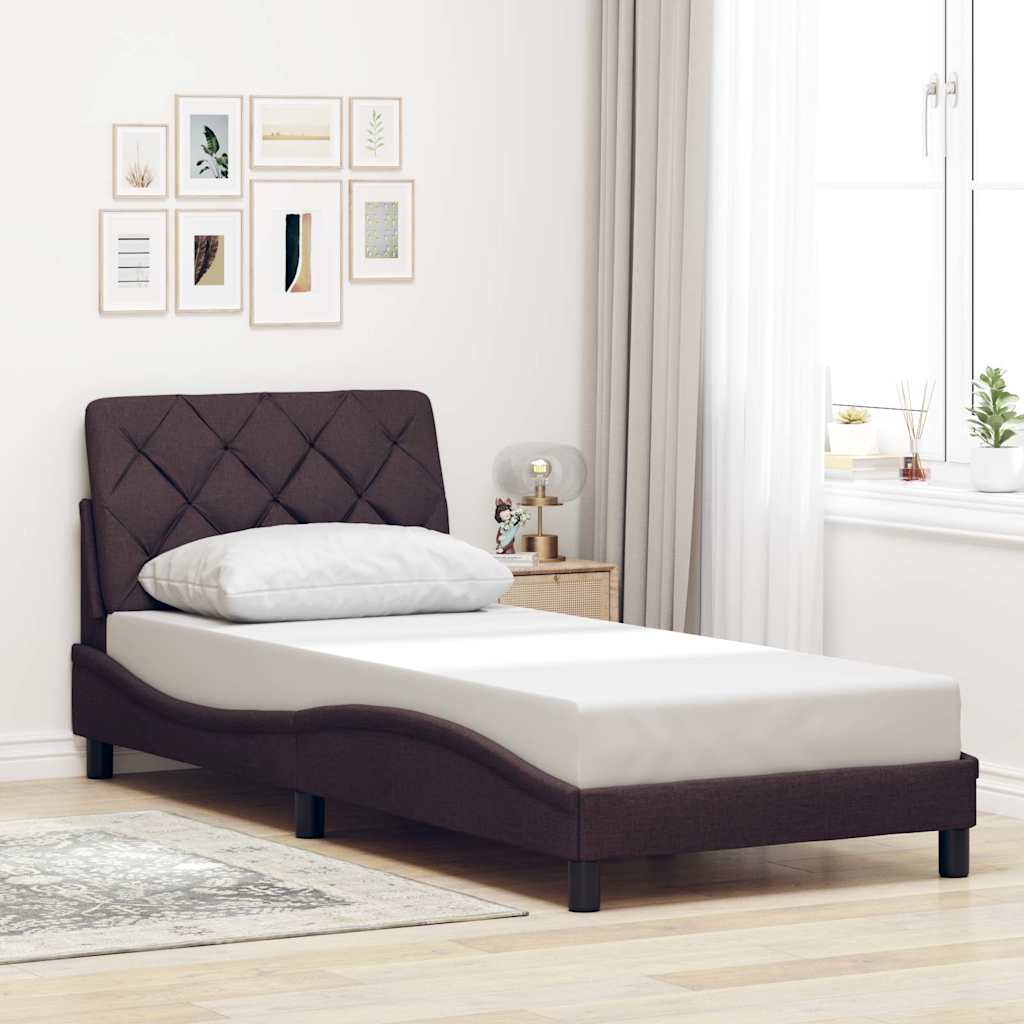 Bed Frame without Mattress Dark Brown 90x200 cm Fabric