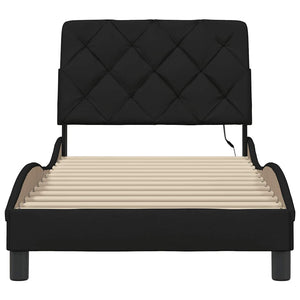 Bed Frame with LED without Mattress Black 90x200 cm Fabric