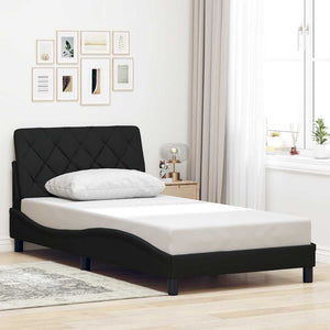 Bed Frame with LED without Mattress Black 100x200 cm Fabric