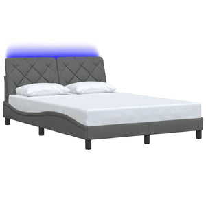Bed Frame with LED without Mattress Dark Grey 120x200 cm Fabric