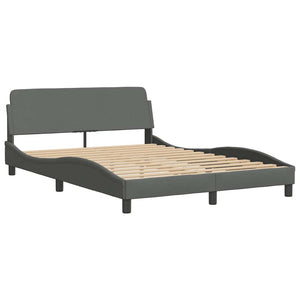 Bed Frame with LED without Mattress Dark Grey 120x200 cm Fabric