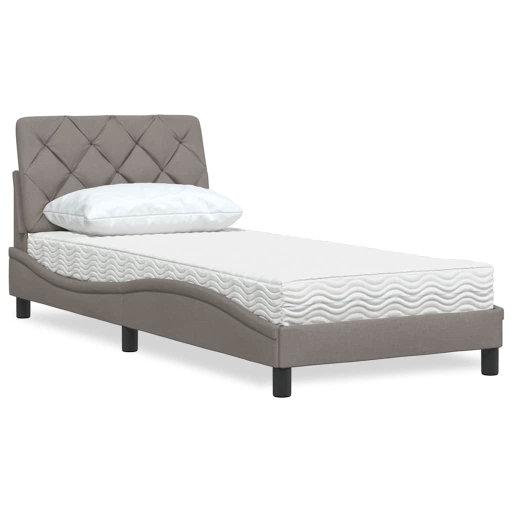 Bed with Mattress Taupe 80x200 cm Fabric