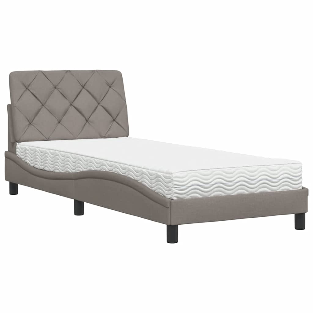 Bed with Mattress Taupe 90x190 cm Fabric