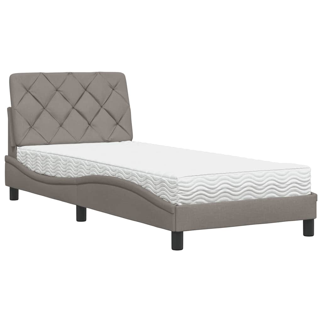 Bed with Mattress Taupe 90x200 cm Fabric