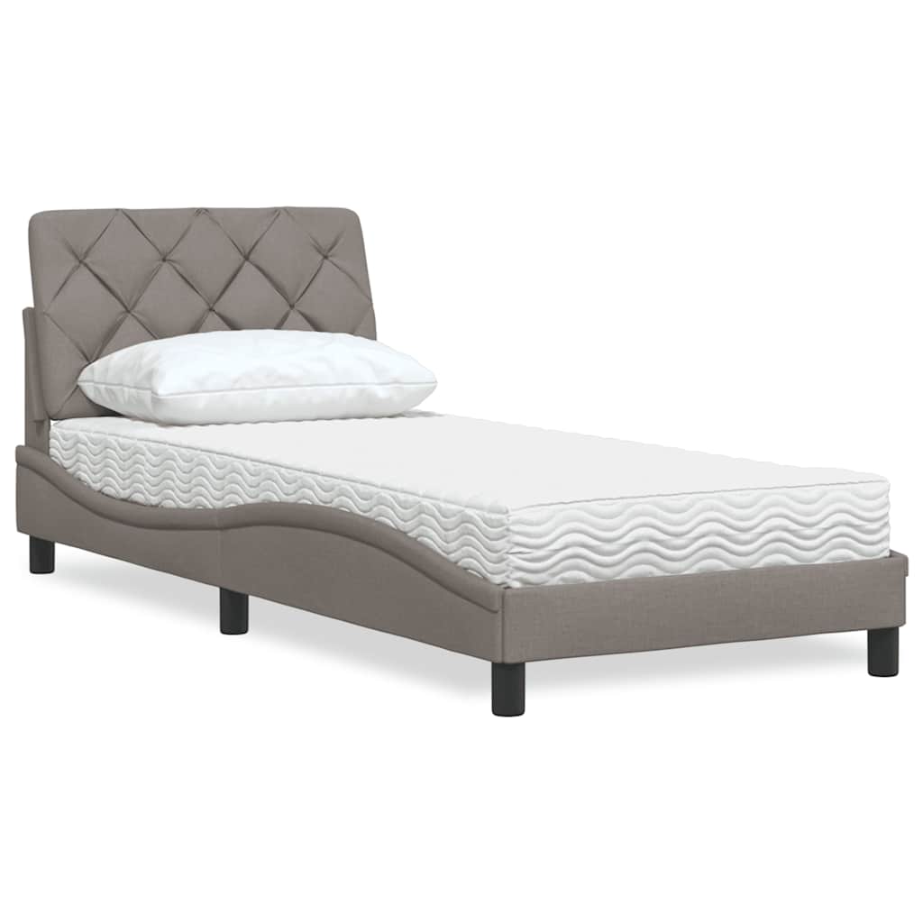 Bed with Mattress Taupe 90x200 cm Fabric