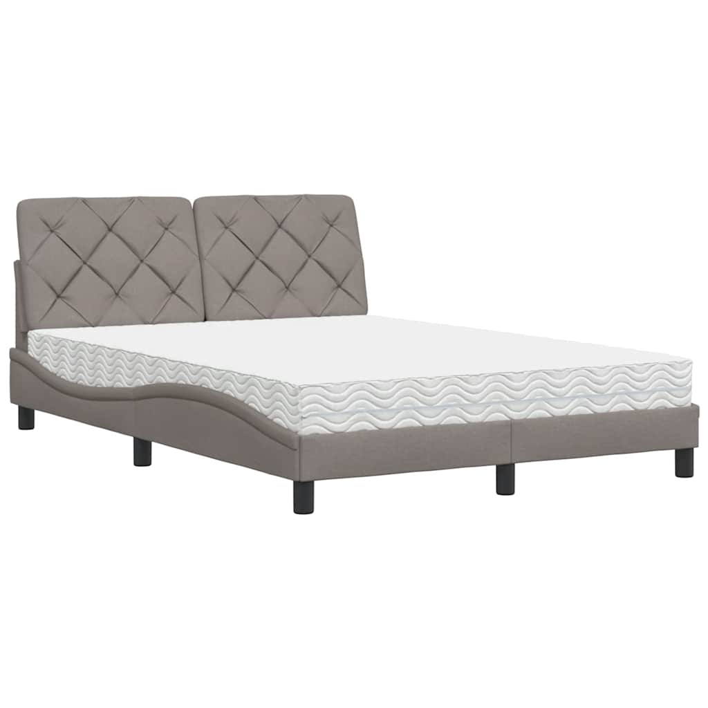Bed with Mattress Taupe 140x190 cm Fabric